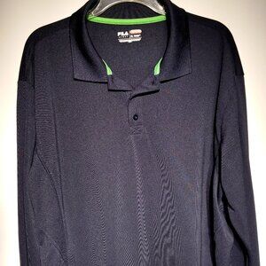 FILA Sport Golf Shirt  Men's XL  Navy Blue   Long-sleeve  Poly  Performance  EXC